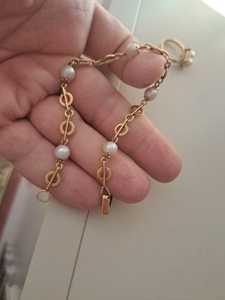 Anillo y Pulsera Oro 18k Perlas naturales.