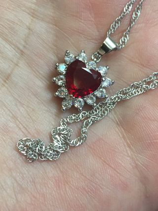 Collar Corazón Rojo Plata