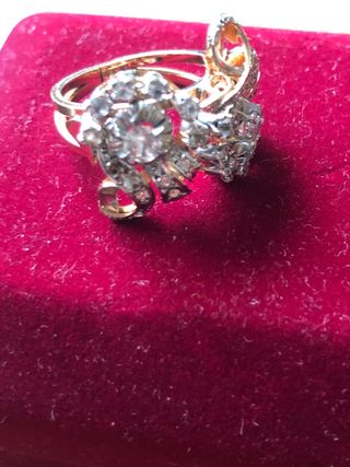 Sortija Oro y Oro Blanco 18k Art Decó lazo 