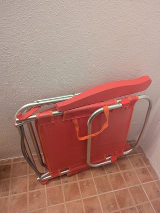 Silla de playa plegable rosa