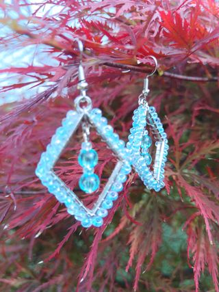 Orecchini perline vetro azzurro e argento