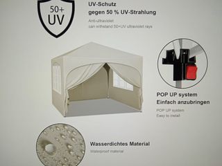 CARPA PLEGABLE 3X3 CON LATERALES BEIGE NUEVA