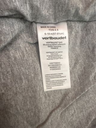 Saco dormir bebé 6-18 meses zorro