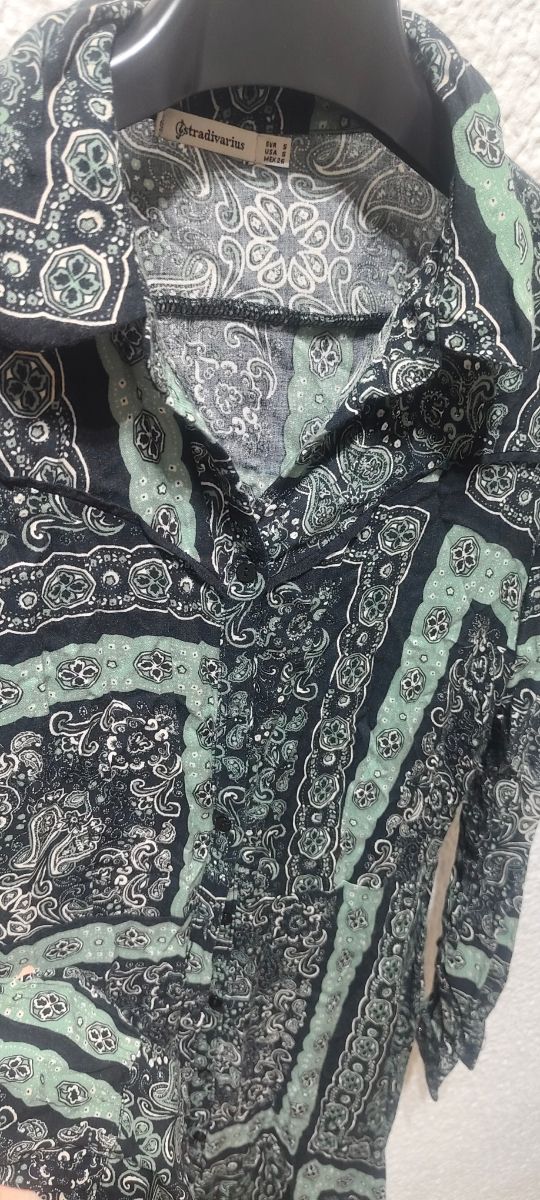 Vestido largo estampado verde y negro