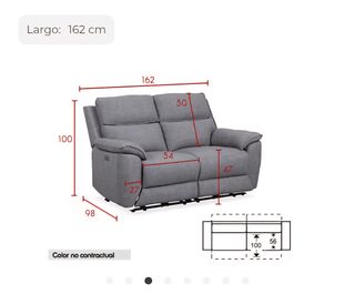 Sofá relax 2 plazas tela gris