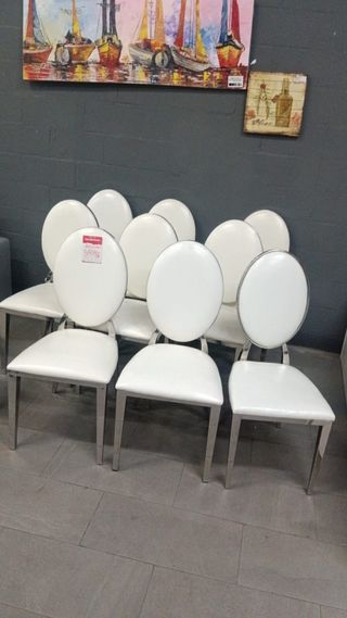 Silla Polipiel Blanco y Plata- taras