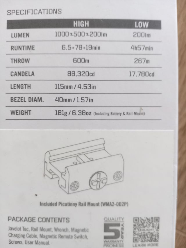 Olight Javelot Tac Linterna Tac