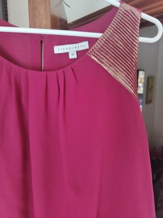 Vestido de fiesta rosa y dorado