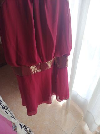 Vestido de fiesta rosa y dorado