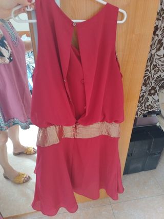 Vestido de fiesta rosa y dorado