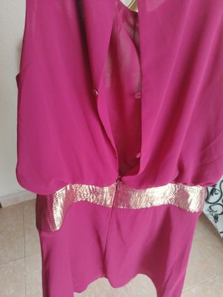 Vestido de fiesta rosa y dorado