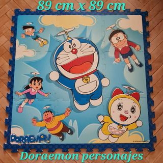 Alfombra Puzzle Looney Tunes y Doraemon 89x89cm