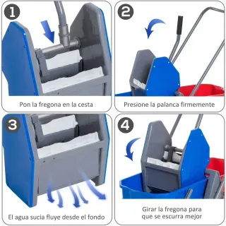 Carro de limpieza con 2 cubos