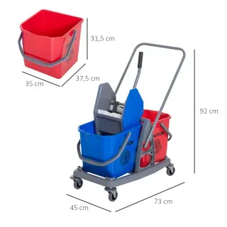 Carro de limpieza con 2 cubos