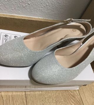 Tacones Brillantes Elegantes Plata