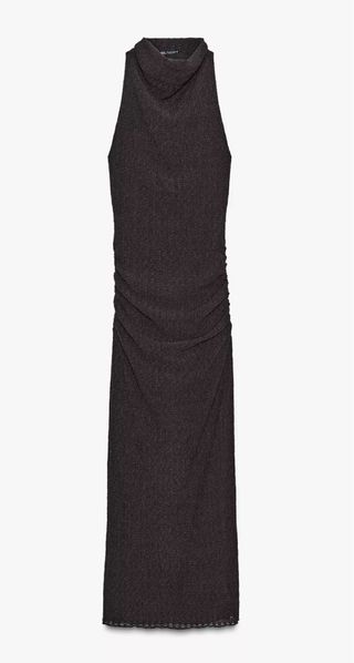 Vestido Zara Marrón Textura Halter