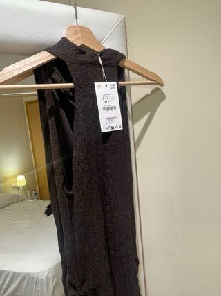 Vestido Zara Marrón Textura Halter