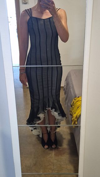 Vestido de fiesta/boda negro y blanco. TALLA 36-38
