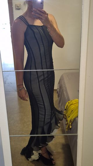 Vestido de fiesta/boda negro y blanco. TALLA 36-38
