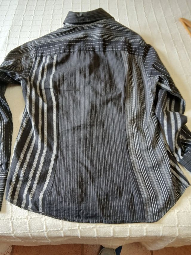 Camisa de vestir negra y blanco hombre