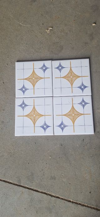 4 Azulejos Vintage 15x15 Diseño Estrella