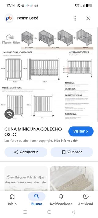 Cuna Minicuna Colecho Oslo Convertible
