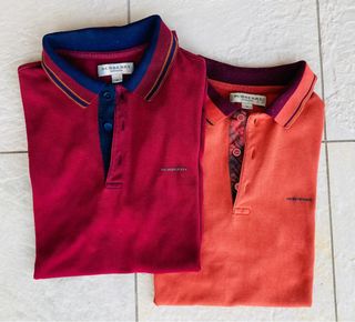 2 Polo Burberry Taglia M Rosso Arancio