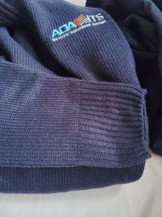 Jersey de lana azul ADA con cremallera, talla M