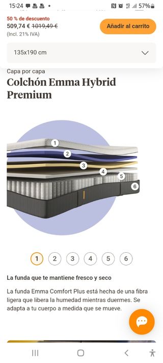 Colchón Emma Hybrid Premium 135x190