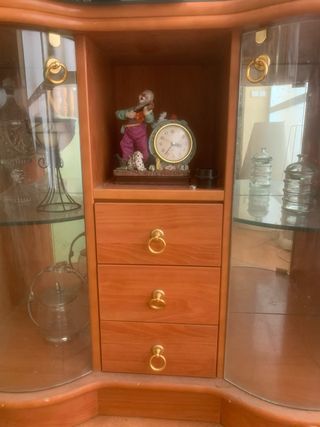 Mueble recibidor madera y cristal