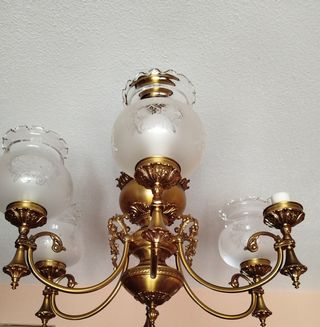 Lámpara de techo de bronce y cristal