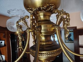 Lámpara de techo de bronce y cristal