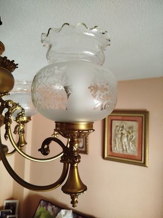 Lámpara de techo de bronce y cristal