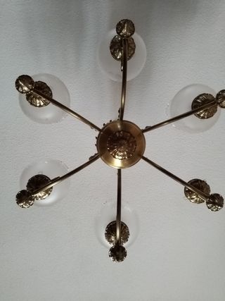 Lámpara de techo de bronce y cristal