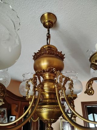 Lámpara de techo de bronce y cristal