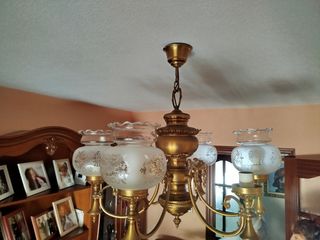 Lámpara de techo de bronce y cristal