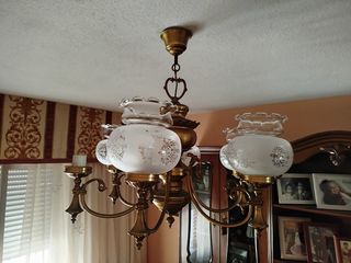 Lámpara de techo de bronce y cristal