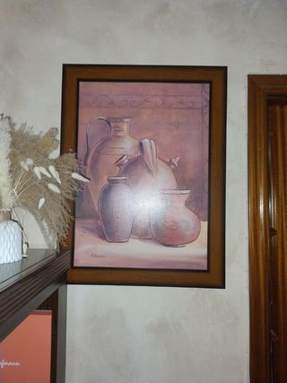 Cuadro Bodegón Salón Terracota Madera,