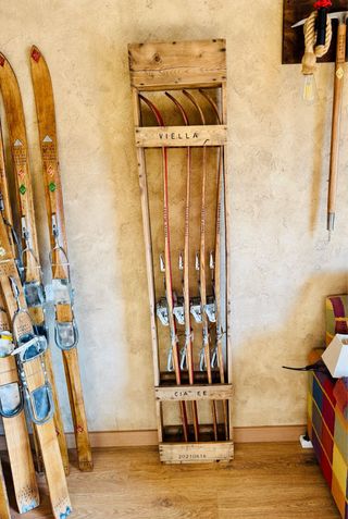 Esquís Militares Antiguos de Madera - Antigüedades