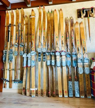 Esquís Militares Antiguos de Madera - Antigüedades