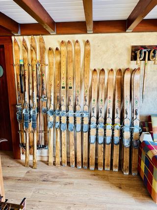 Esquís Militares Antiguos de Madera - Antigüedades