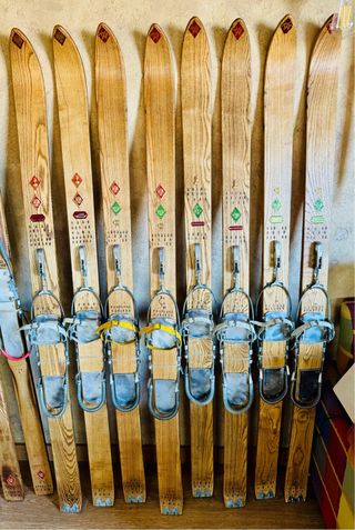 Esquís Militares Antiguos de Madera - Antigüedades