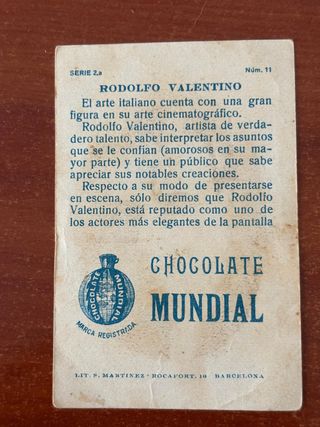Cromo Rodolfo Valentino Chocolate Mundial