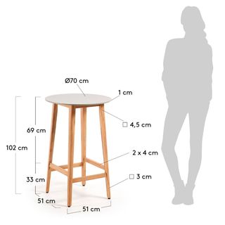 Tavolo rotondo alto 70cm in legno e cemento