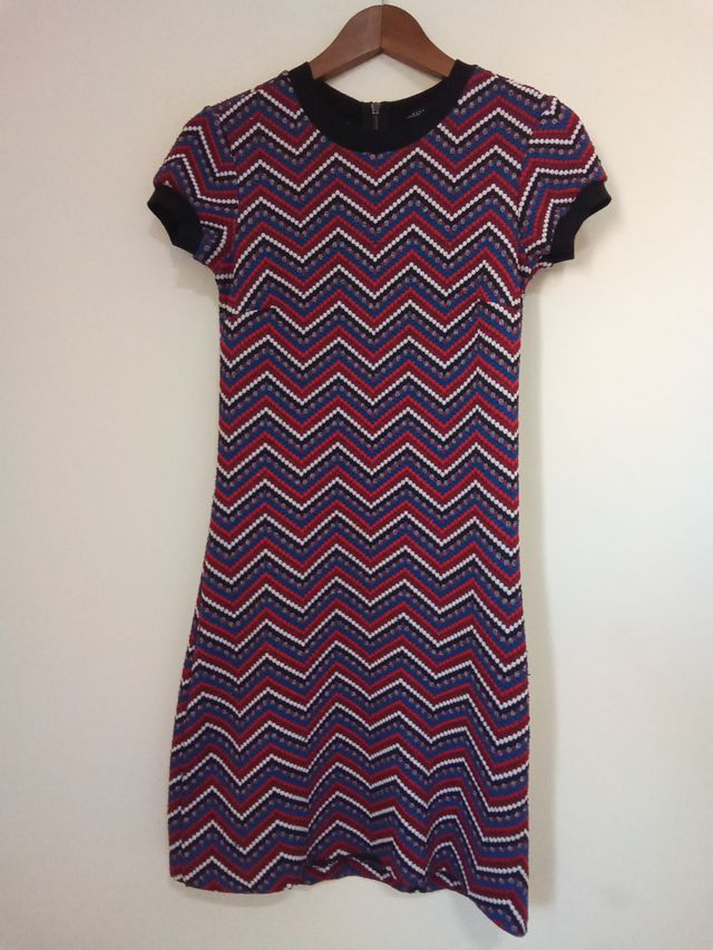 Vestido Zara Zigzag Multicolor Talla XS
