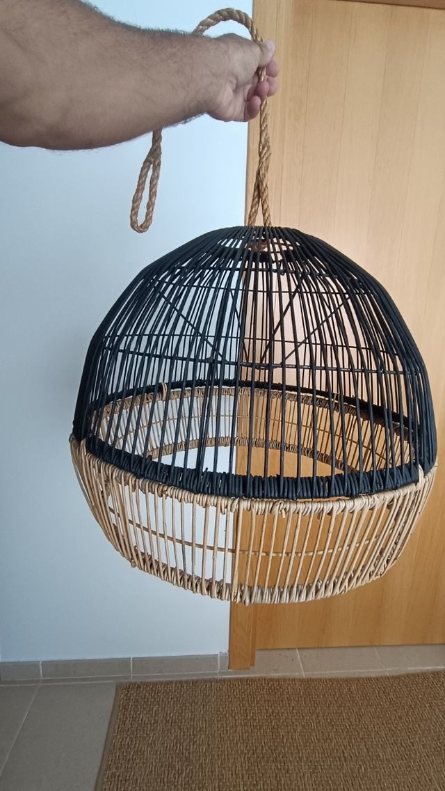 Pantalla de lámpara Rústica Jute y Mimbre