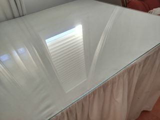 Mesa camilla, con cristal, faldón y brasero