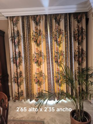 Cortinas Salón Beige y Multicolor