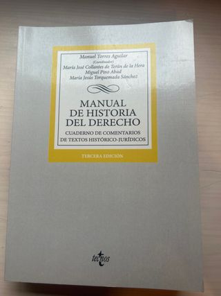 Manual Historia Del Derecho + cuaderno comentarios