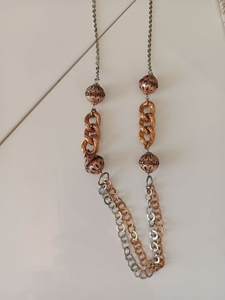 Collana lunga 82 cm oro e argento